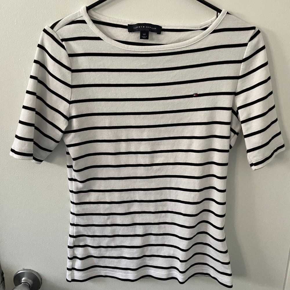 Tommy Hilfiger Black and White Striped Shirt